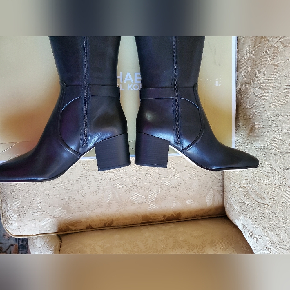 Michael Kors Carmen Leather Riding Boots/Black - Picture 13 of 14